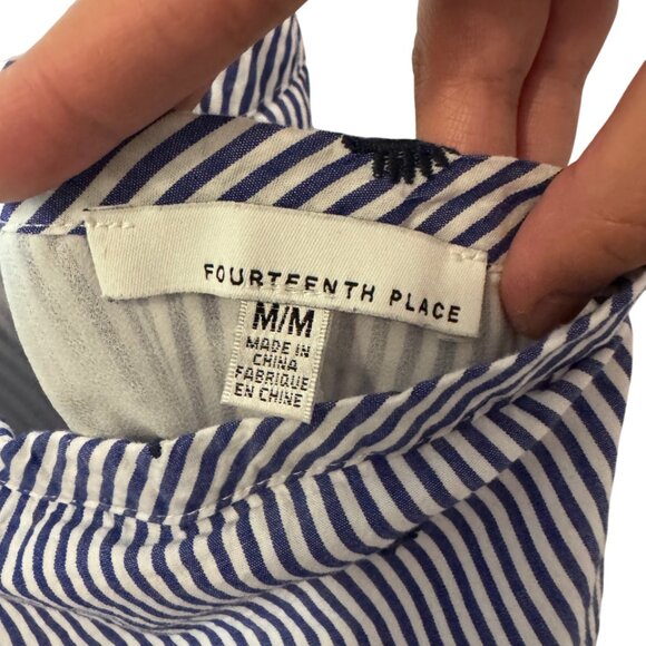 Fourteenth Place blue and white stripe eyelash wrap tie skirt size M - Picture 7 of 8